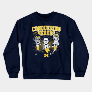 J.J. McCarthy Blake Corum & Mike Sainristil Caricatures Crewneck Sweatshirt